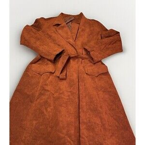 Vintage 1970s Roth-Le-Cover Suede Trench Coat Rust Brown Belted Made in USA